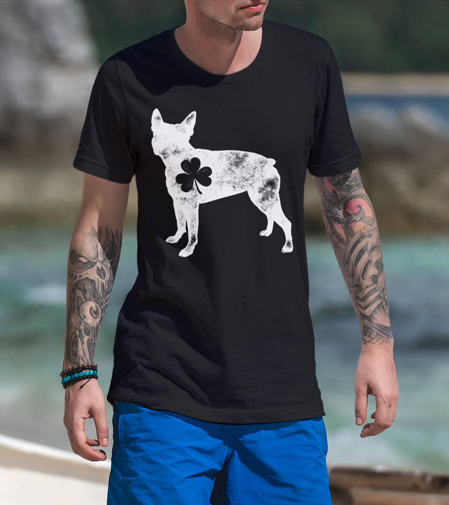 Boston Terrier Dog Shamrock St Patricks Day Men T-Shirt