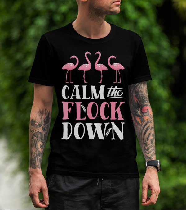 Calm The Flock Down Pink Flamingo Summer Women T-Shirt