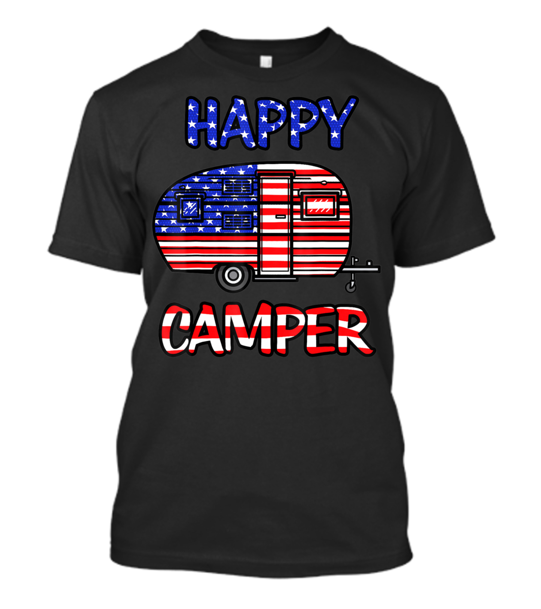 Happy Camper American Flag 4th Of July Camping T-Shirt
