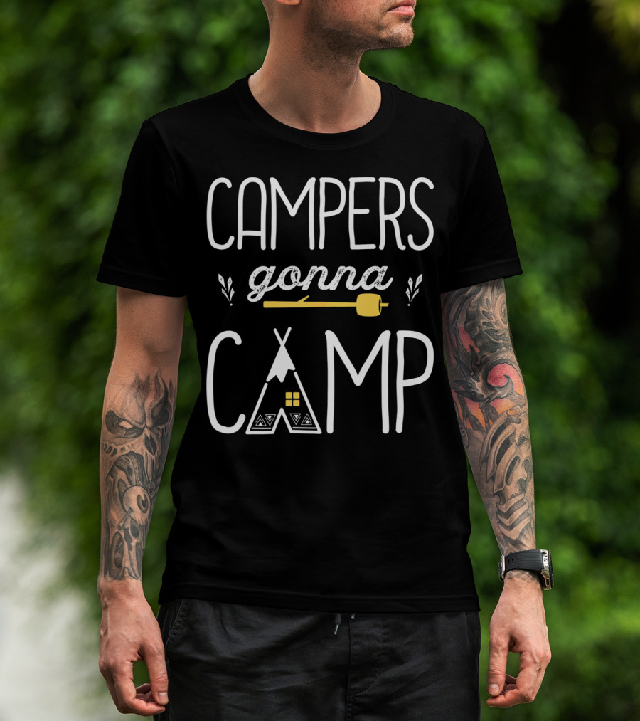 Campers Gonna Camp Funny Outdoor Camping Teepee Marshmallow T-Shirt