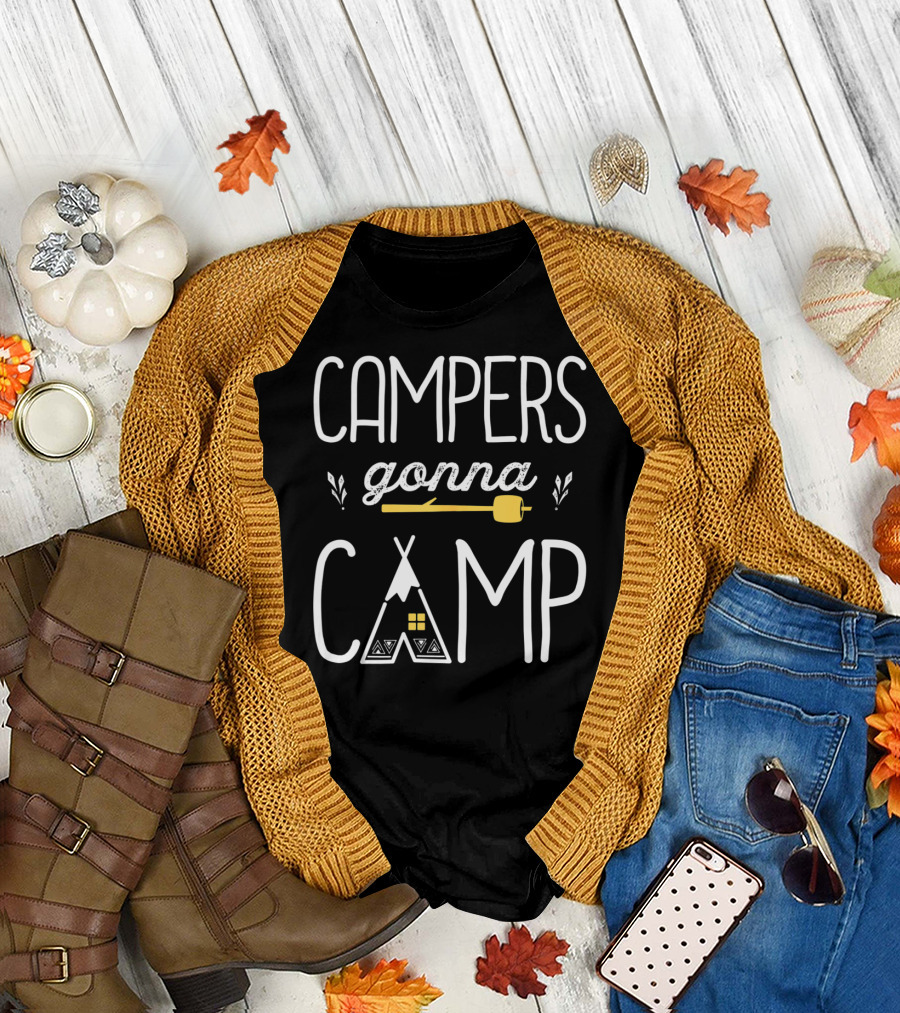Campers Gonna Camp Funny Outdoor Camping Teepee Marshmallow T-Shirt