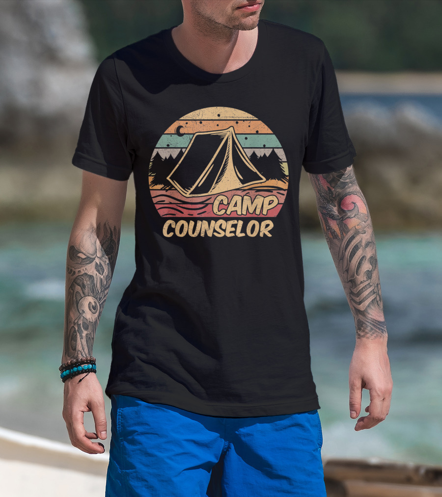 Camp Counselor Tent Mountain Forest Retro Camping Camp Lovers T-Shirt