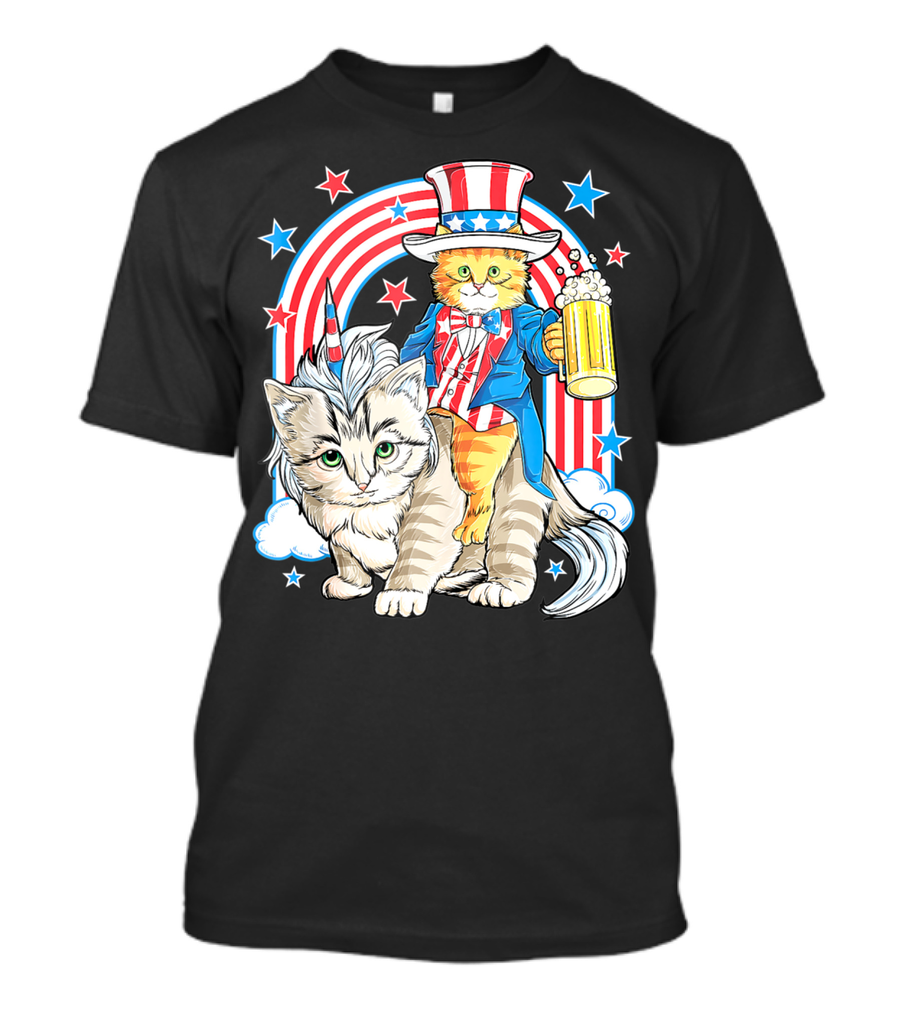 Uncle Sam Caticorn With Beer Meowica 4th Of July Merica Women T-Shirt