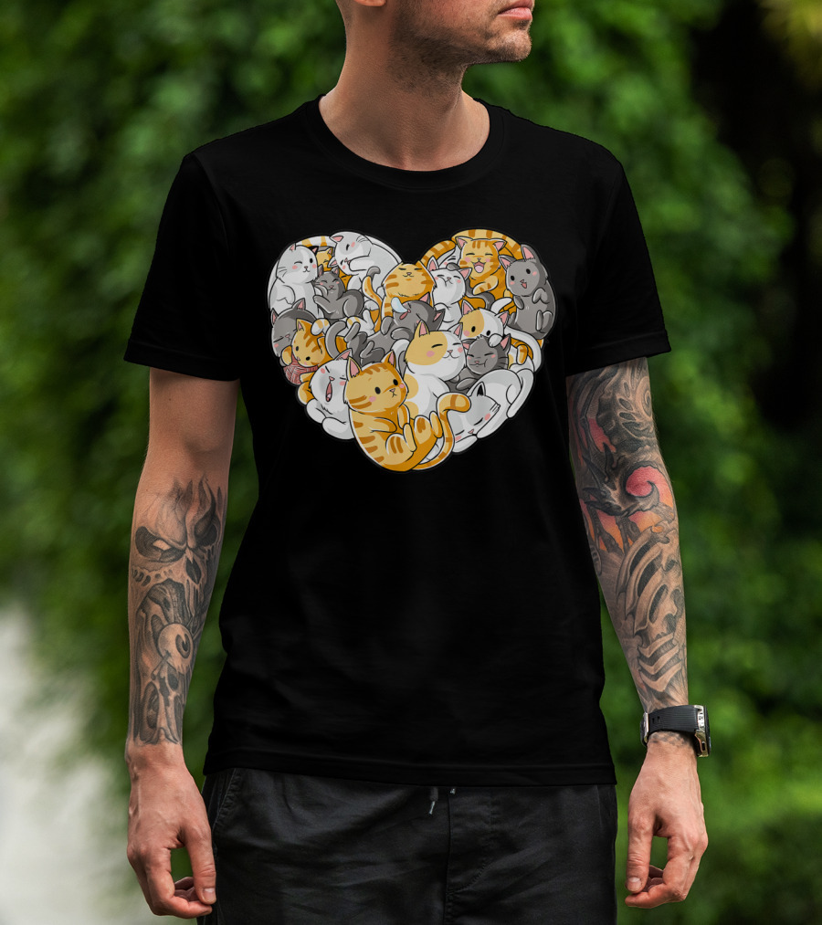 Cat Heart Valentines Day Women Funny Kitty Kitten Cuddly Cats In Love T-Shirt