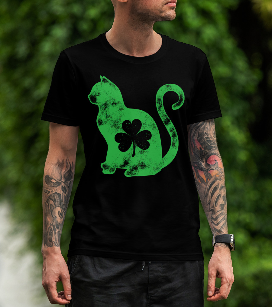 Cat Shamrock St Patricks Day Happy Cattys Women T-Shirt