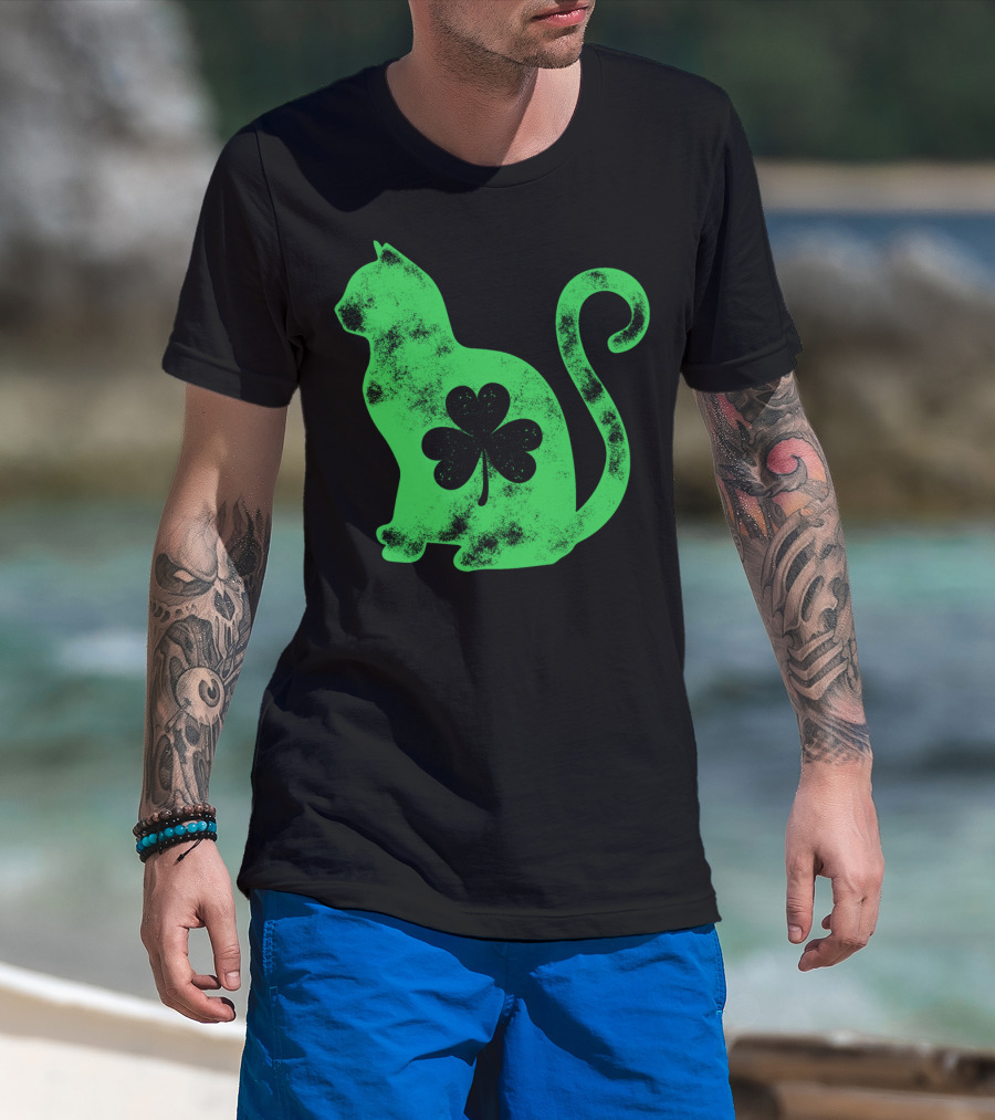 Cat Shamrock St Patricks Day Happy Cattys Women T-Shirt
