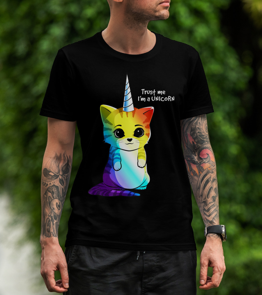 Trust Me I'm A Caticorn Unicorn Cat Kittycorn Girls Women Rainbow T-Shirt