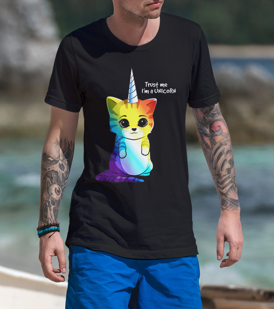 Trust Me I'm A Caticorn Unicorn Cat Kittycorn Girls Women Rainbow T-Shirt