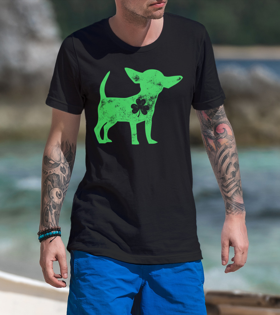 Chihuahua St Patricks Day Dog Lover Shamrock Iconic Green T-Shirt