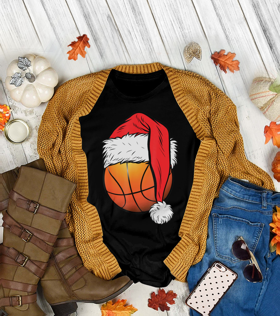 Christmas Santa Basketball Ball Sport T-Shirt