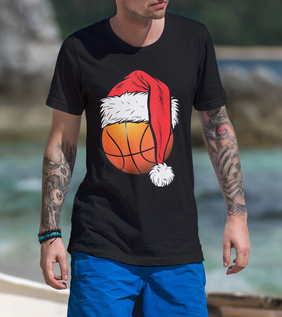 Christmas Santa Basketball Ball Sport T-Shirt