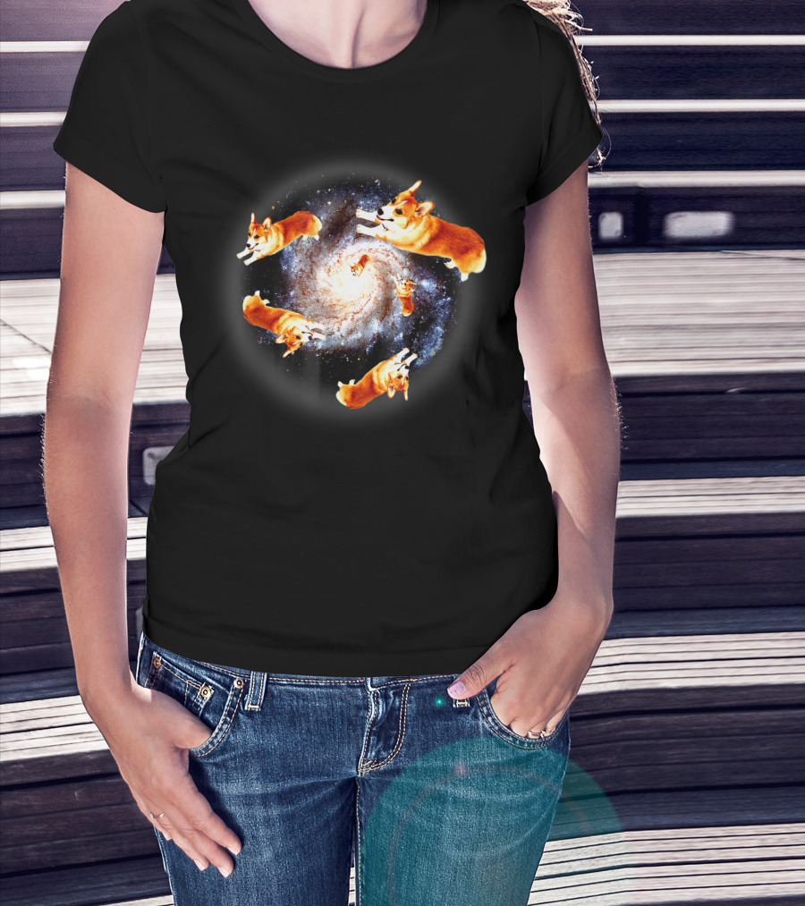 Corgi Galaxy Funny For Girls Space Dogs T-Shirt