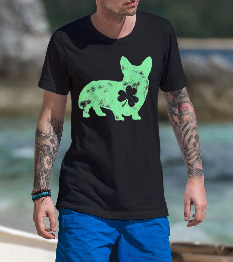 Corgi Shamrock Dog Lover St Patricks Day T-Shirt