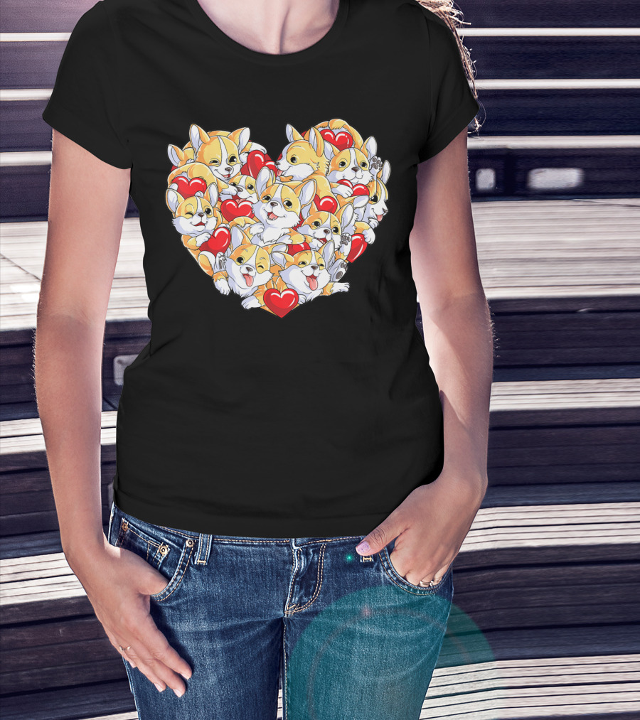 Valentines Day Corgi Heart Dog Lover Boys Love T-Shirt