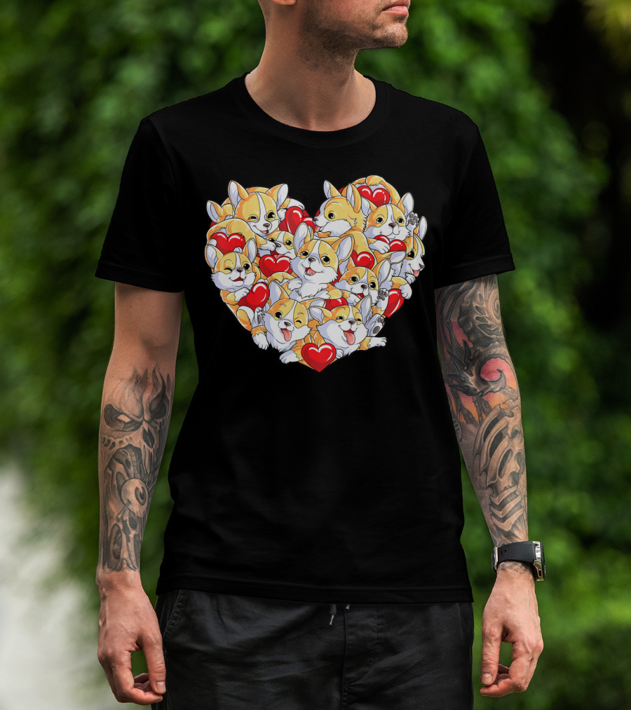 Valentines Day Corgi Heart Dog Lover Boys Love T-Shirt