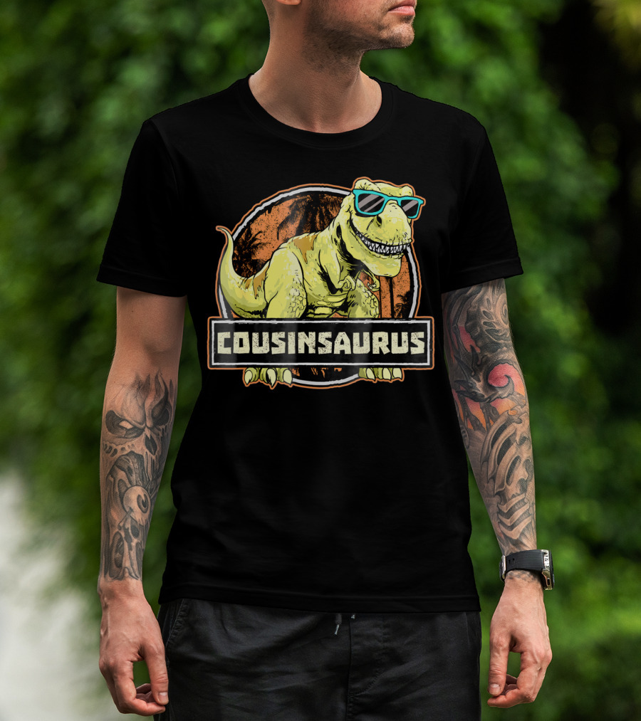 COUSINSAURUS REX Dinosaur With Sunglasses T-Shirt