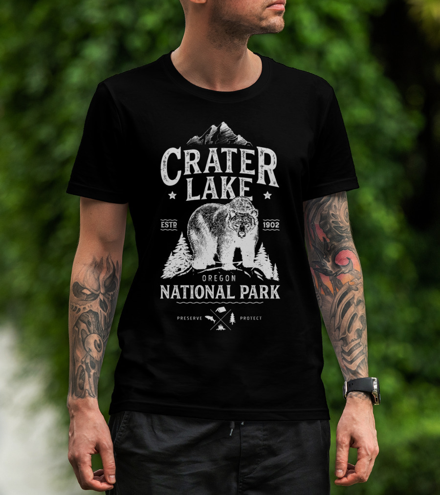 Crater Lake National Park Oregon Bear Preserve Protect Estd 1902 T-Shirt