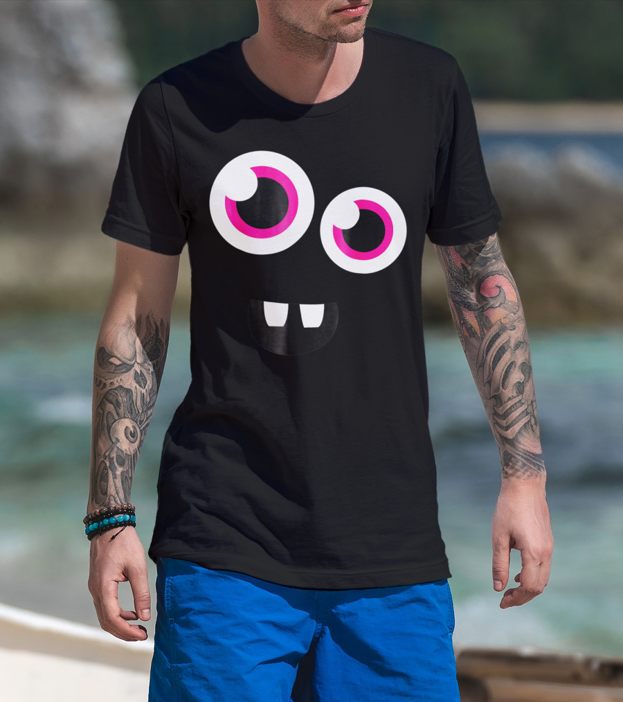 Cute Funny Halloween Monster Face Eyes Kids Man T-Shirt