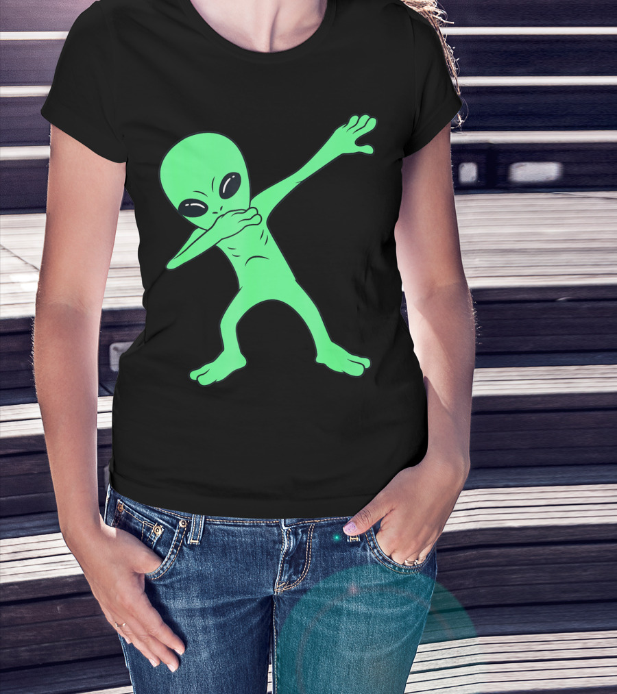 Dabbing Alien Halloween Funny Dab Girl Green Alien Dab Dance T-Shirt