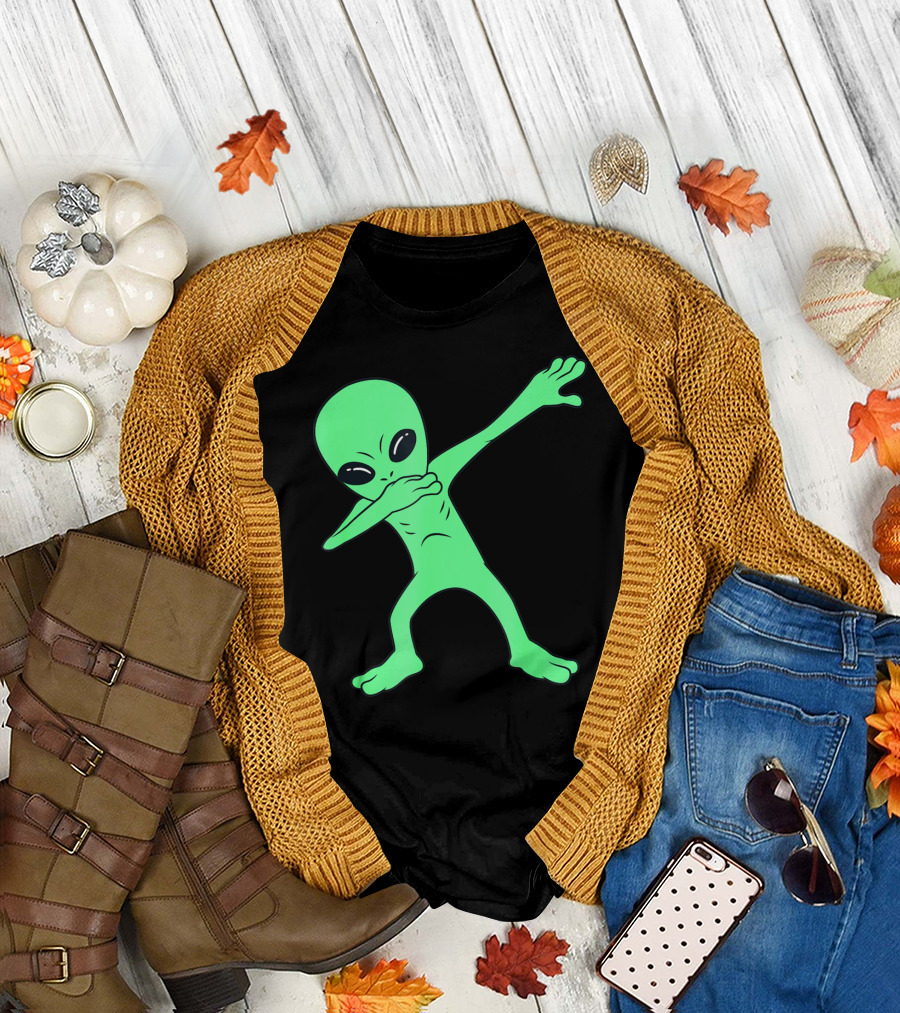 Dabbing Alien Halloween Funny Dab Girl Green Alien Dab Dance T-Shirt