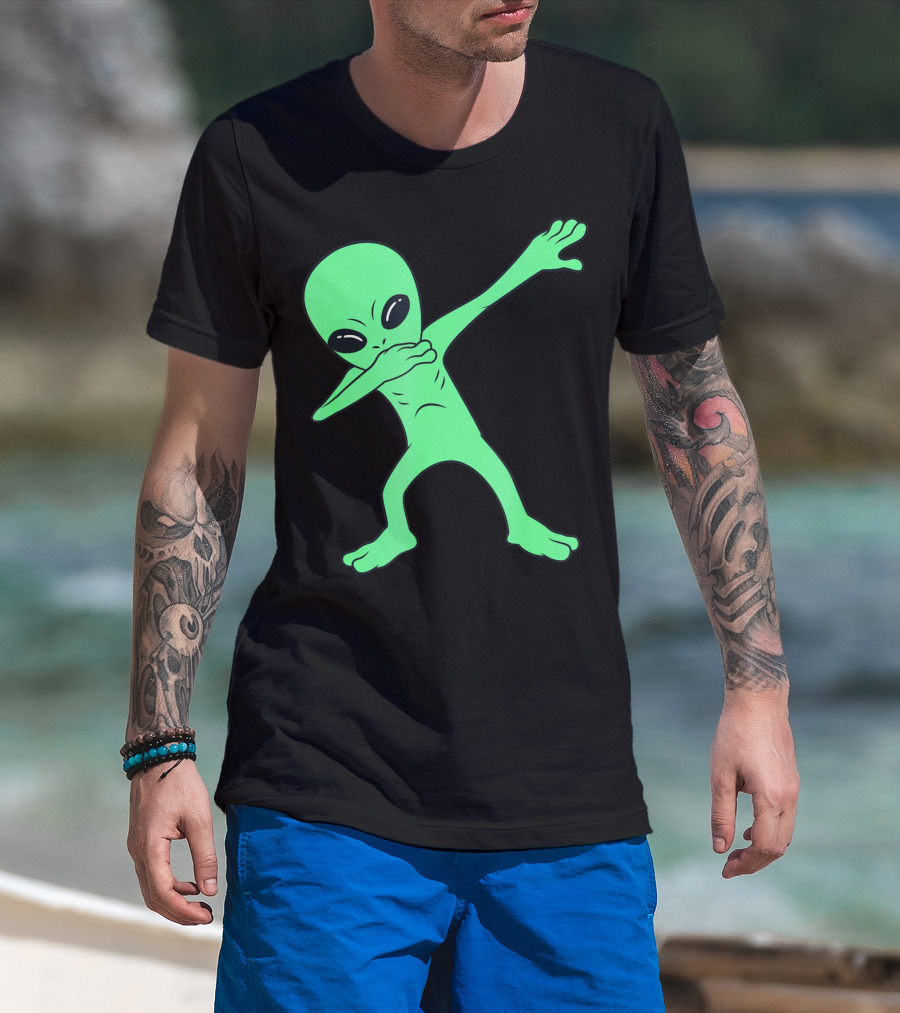 Dabbing Alien Halloween Funny Dab Girl Green Alien Dab Dance T-Shirt