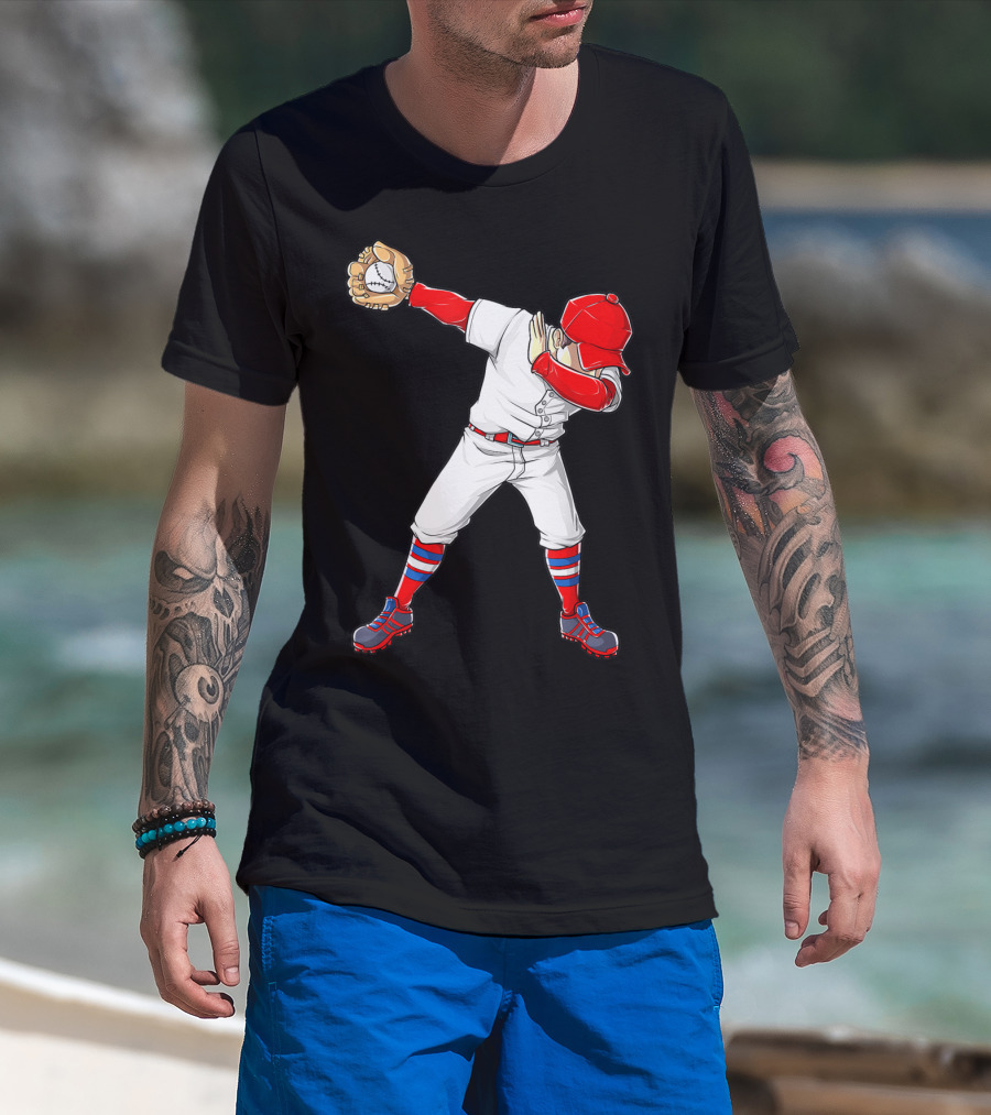 Dabbing Baseball Player Funny Dab Dance T-Shirt