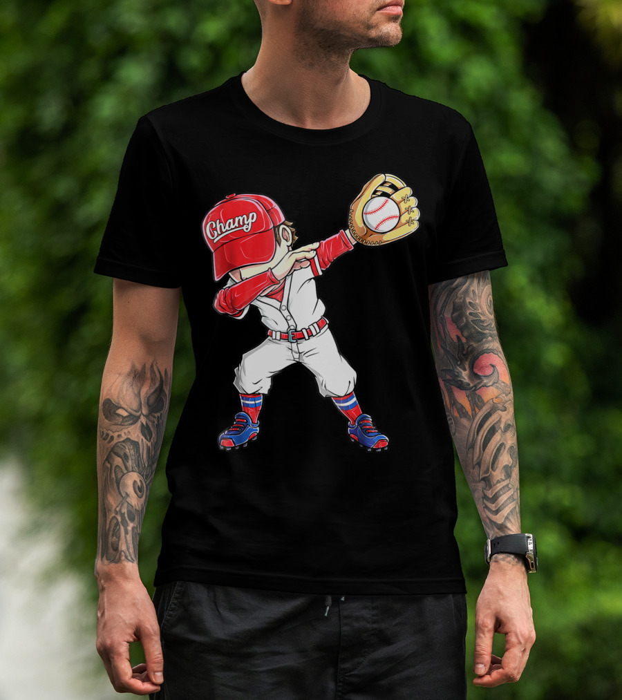 Dabbing Champ Baseball Catcher Pitcher T-Shirt