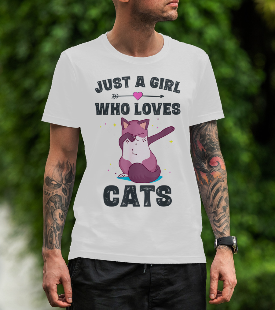 Just A Girl Who Loves Cats Dabbing Cat Lover T-Shirt