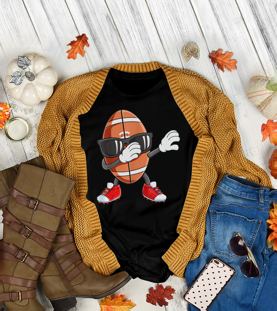 Dabbing Football Sport Funny Dab Dance Cartoon Rugby Player T-Shirt