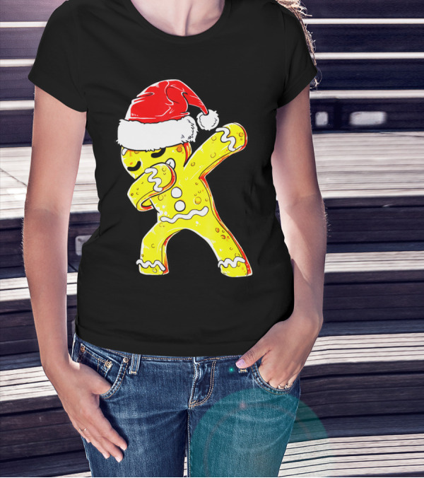 Dabbing Gingerbread Santa Christmas Dance T-Shirt