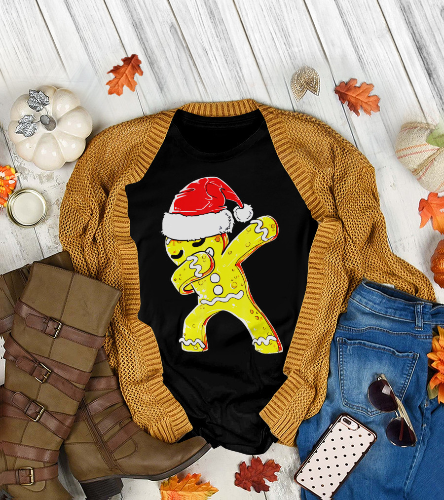 Dabbing Gingerbread Santa Christmas Dance T-Shirt