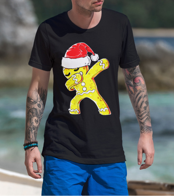 Dabbing Gingerbread Santa Christmas Dance T-Shirt