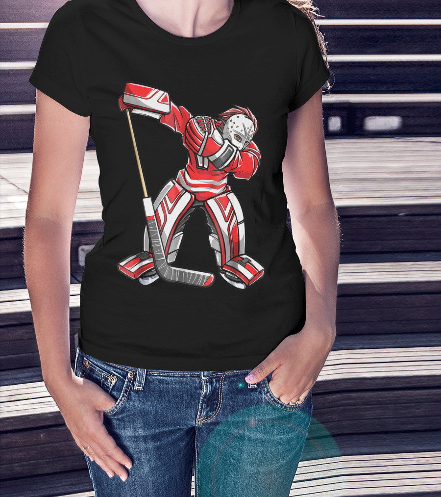 Dabbing Ice Hockey Masked Player Funny Dab Squad T-Shirt