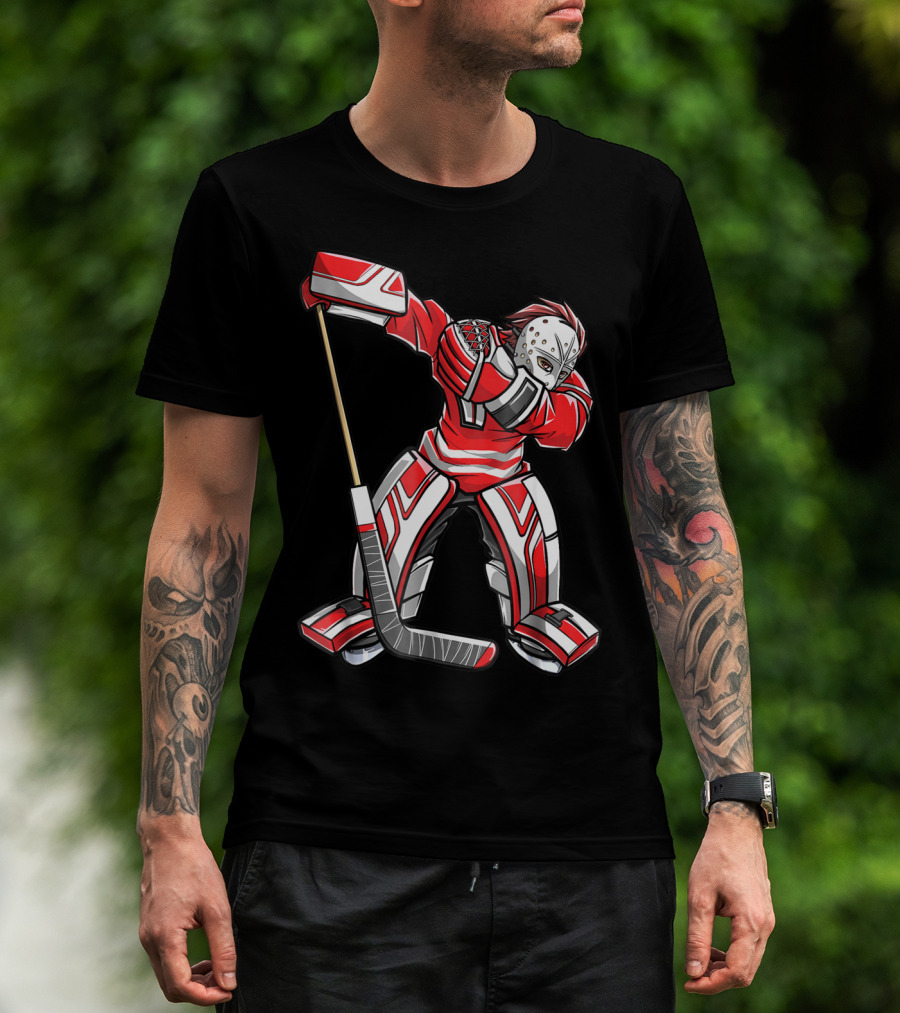 Dabbing Ice Hockey Masked Player Funny Dab Squad T-Shirt