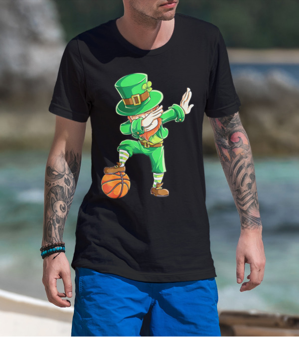 Dabbing Leprechaun On Basketball St. Patrick's Day Fun T-Shirt