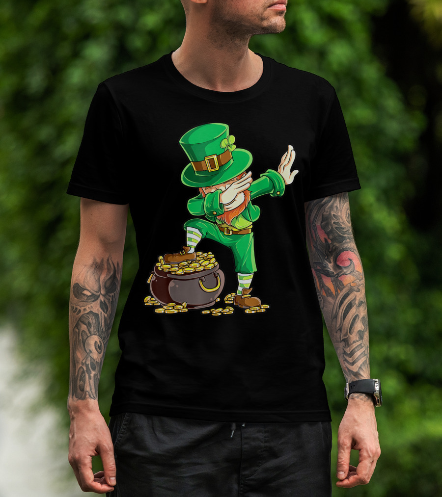 Dabbing Leprechaun Pot Of Gold St Patricks Day T-Shirt