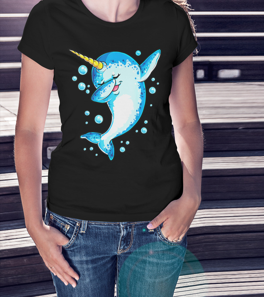 Dabbing Narwhal Unicorn For Girls And Boys Playful Sea Creature T-Shirt