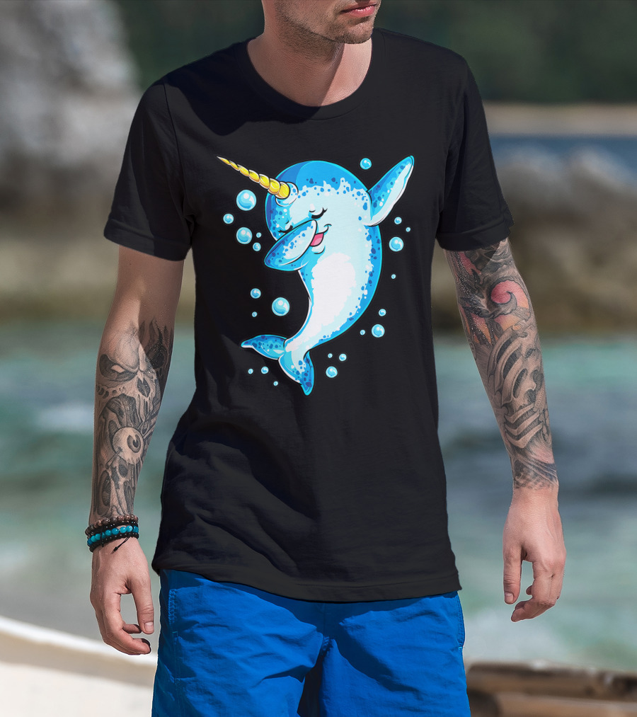 Dabbing Narwhal Unicorn For Girls And Boys Playful Sea Creature T-Shirt