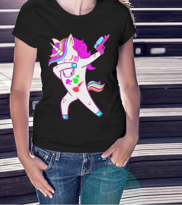 Dabbing Unicorn With Paintball Gun For Men And Teen Players T-Shirt