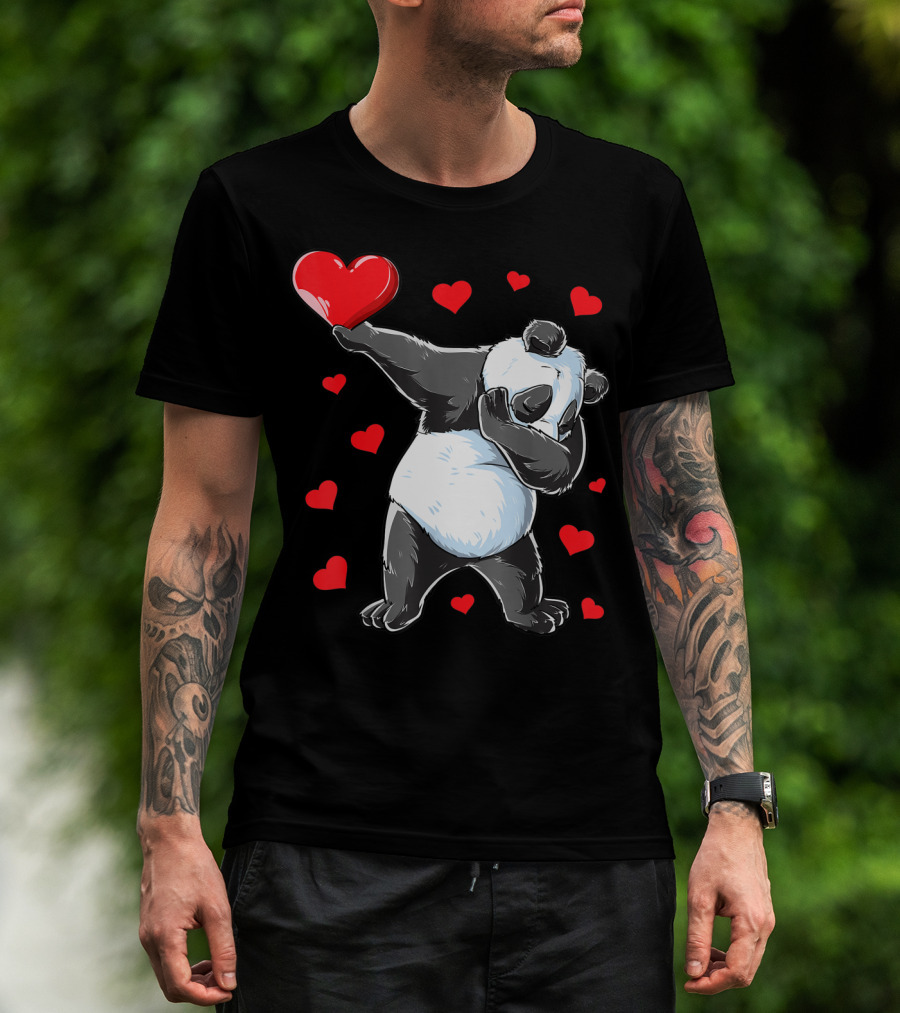 Valentines Day Dabbing Panda With Hearts Girls Bear T-Shirt