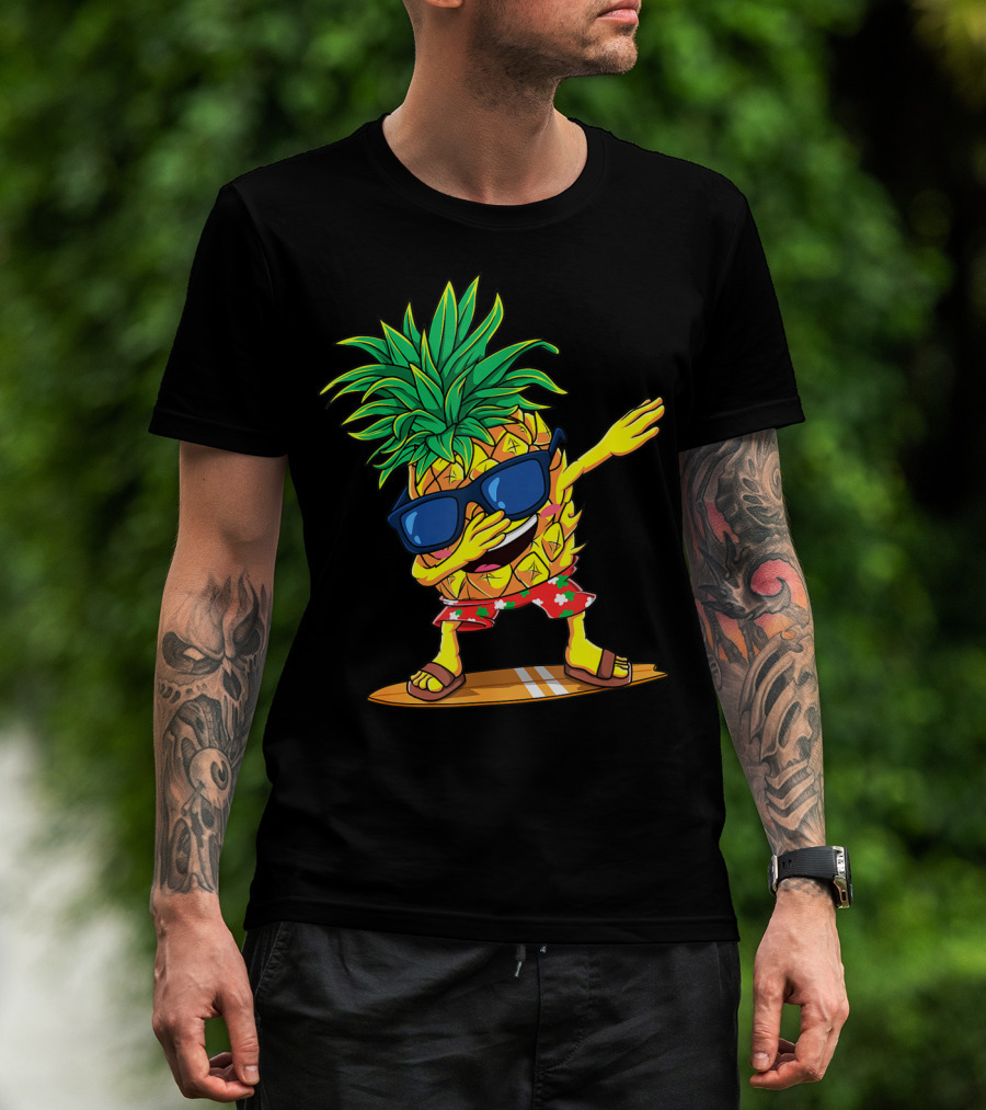 Dabbing Pineapple Sunglasses Aloha Beaches Hawaiian Hawaii Surfboard T-Shirt