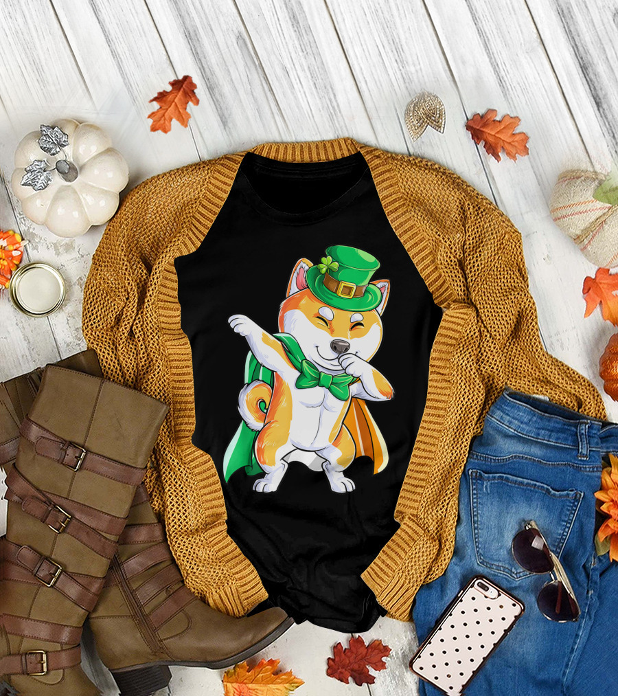 Dabbing Shiba Inu Leprechaun St Patricks Day Irish T-Shirt