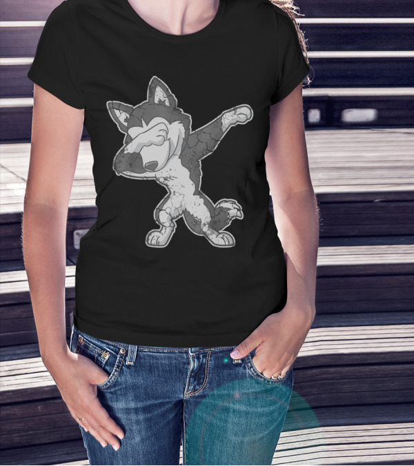 Dabbing Siberian Husky Dog Dab Cartoon T-Shirt