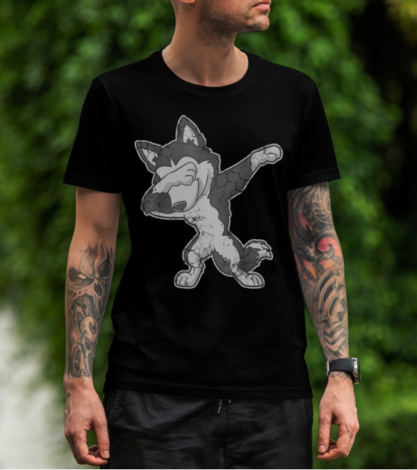 Dabbing Siberian Husky Dog Dab Cartoon T-Shirt