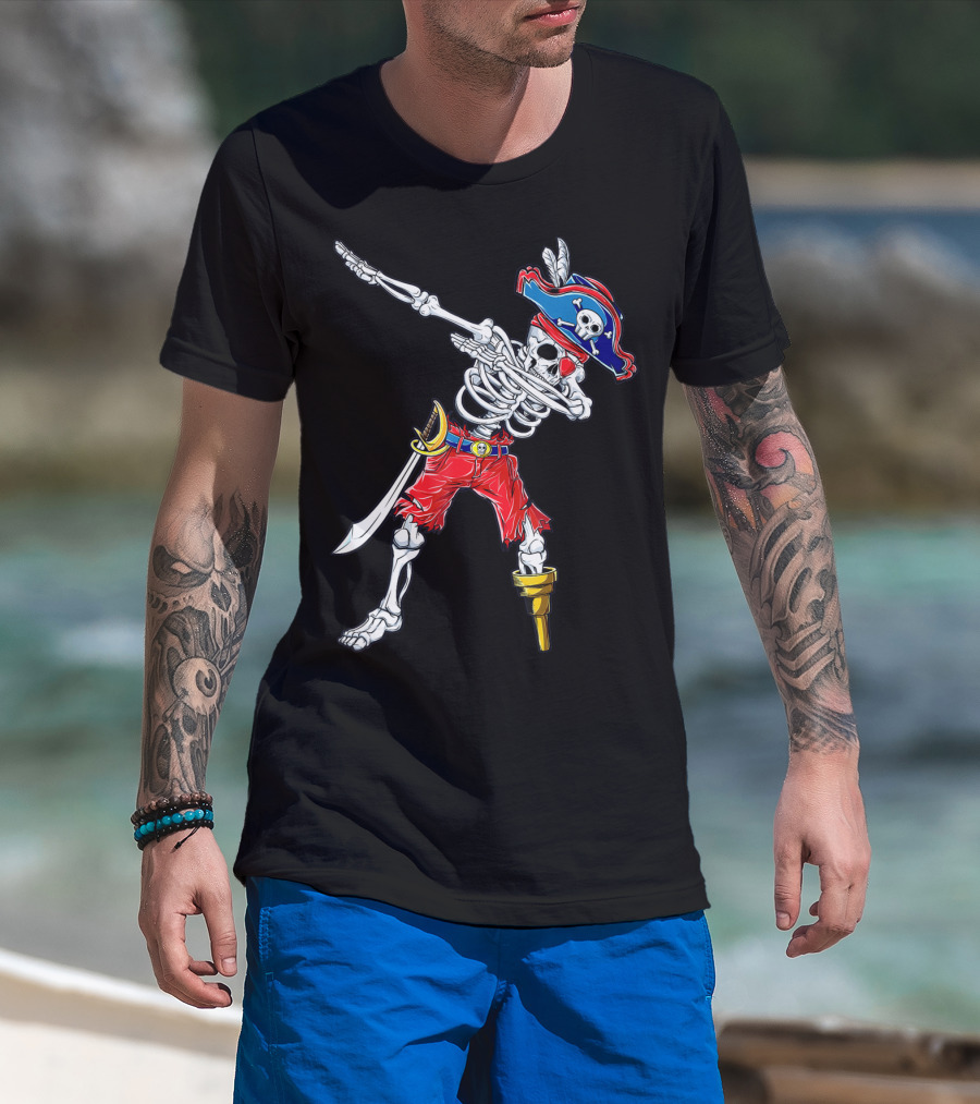 Dabbing Skeleton Pirate Jolly Roger Kids Skull Boys T-Shirt