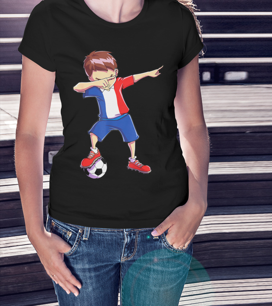 France Dabbing Soccer Player Boys Men French Football T-Shirt