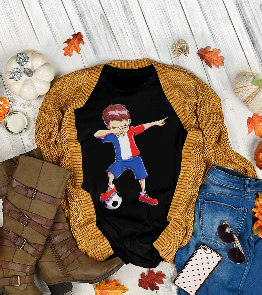France Dabbing Soccer Player Boys Men French Football T-Shirt