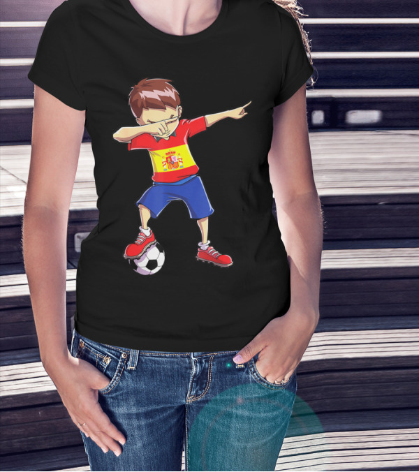 Spain Soccer Dabbing Kid Spanish Football T-Shirt