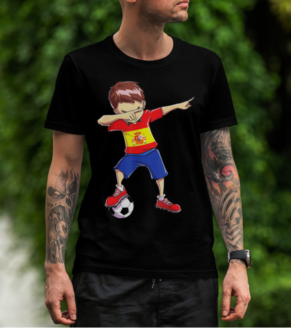 Spain Soccer Dabbing Kid Spanish Football T-Shirt