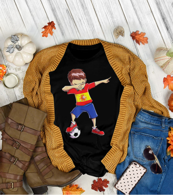 Spain Soccer Dabbing Kid Spanish Football T-Shirt